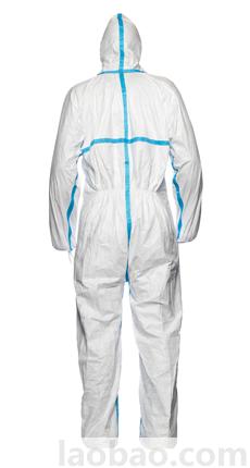 杜邦™ Tyvek® 600 Plus带帽连体服缝线加贴胶条自粘合式拉链门襟和下巴门襟白色